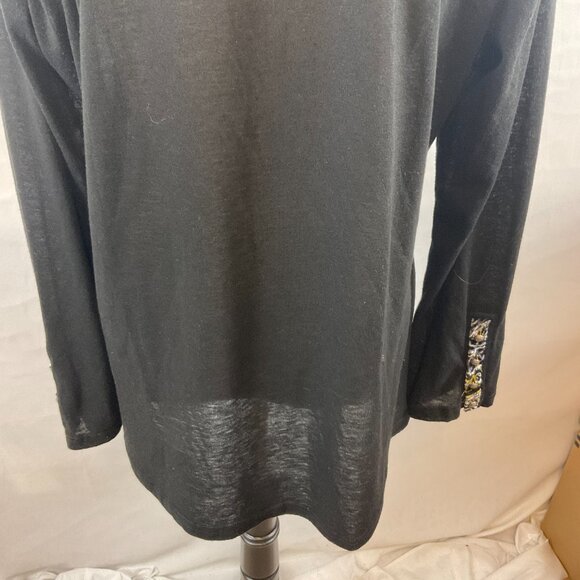 Aratta Silent Gourney Top XL Black Embroidered Purple Green Blue Floral - Picture 12 of 13